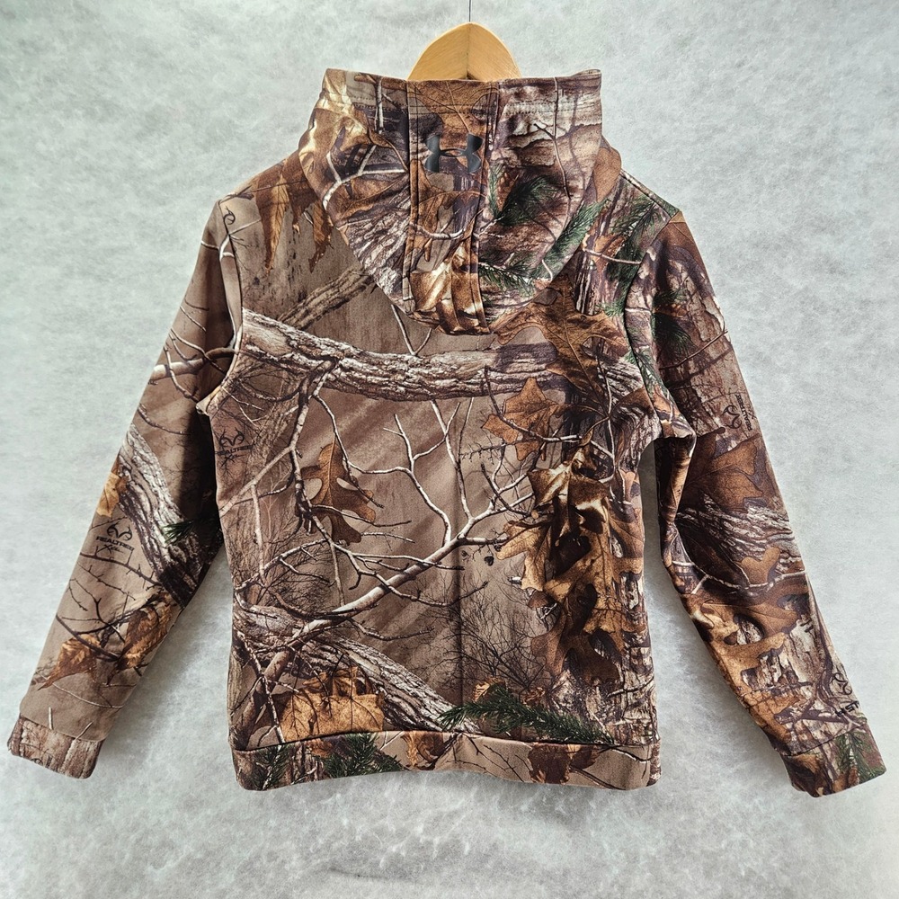 Under Armour RealTree Storm1 Kids Youth Large Camo Hoodie Fleece Lined Loose Fit - Picture 5 of 6